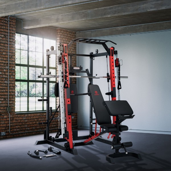 Marcy SM-4033 Smith Machine set up in a garage gym setting.