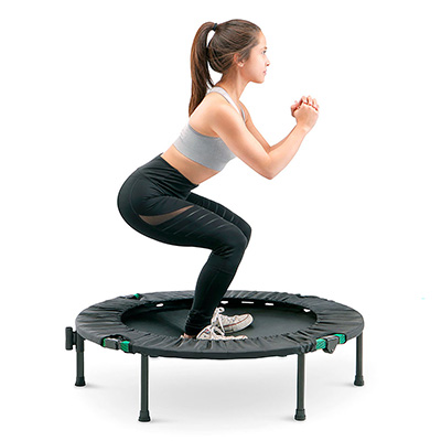 Squat exercise shown on the Marcy Cardio Trampoline 