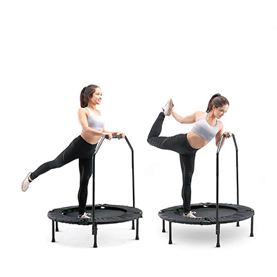 Stretch exercise shown on the Marcy Cardio Trampoline 