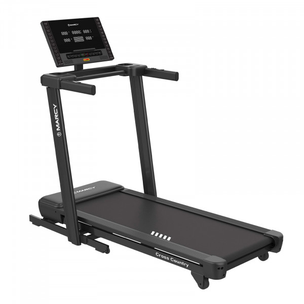 Angled view of the Marcy Cross Country Power Fold Treadmill
