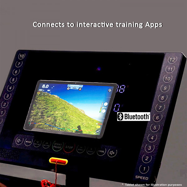 Close-up of training app connectivity on the Marcy Cross Country Power Fold Treadmill