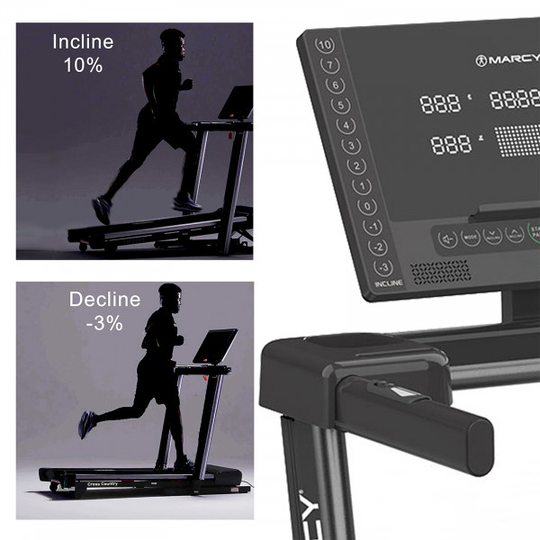 Incline and decline quick keys on the Marcy Cross Country Power Fold Treadmill