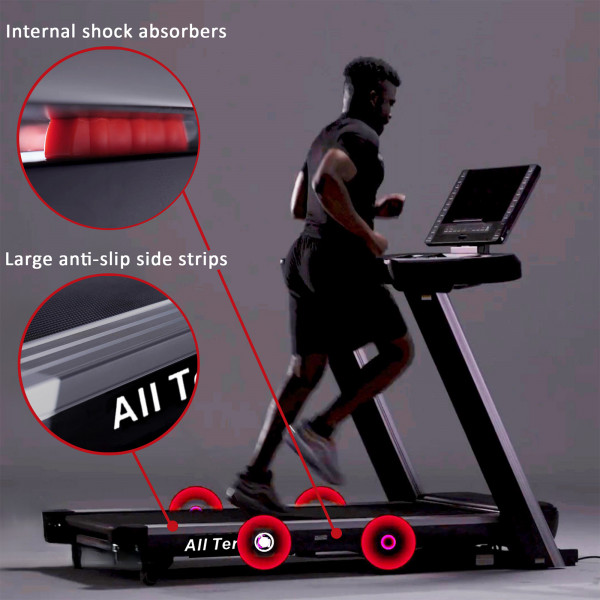 Deck features on the Marcy All Terrain Power Fold Treadmill