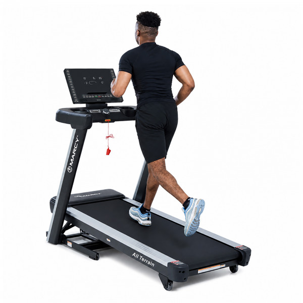 Model running on the Marcy All Terrain Power Fold Treadmill