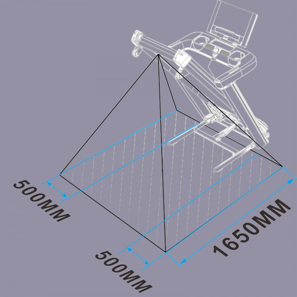Sensor detection area illustration for the Marcy All Terrain Power Fold Treadmill