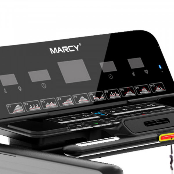 Close-up of the display and workout programmes on the Marcy Interceptor Compact Treadmill