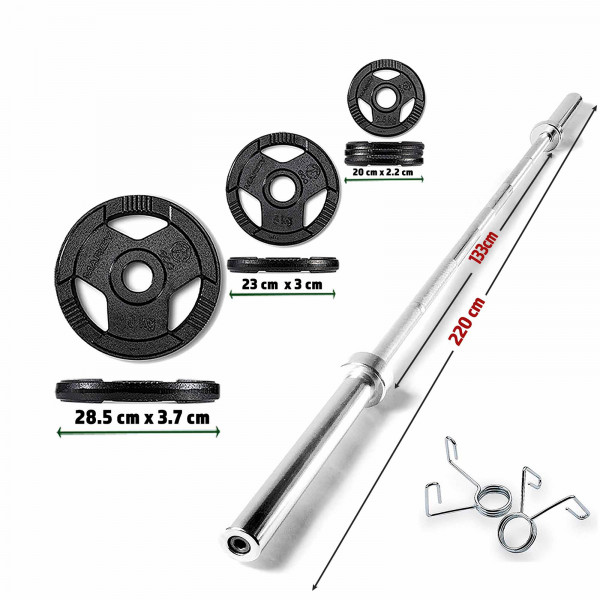 Image of the Marcy Eco Weight Set - 60kg showing all of the items included in the set.
