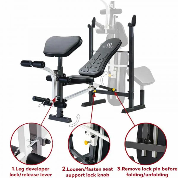Image of the Marcy Folding Weight Bench - Folding mechanism