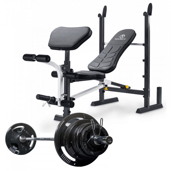 Marcy MWB20100 Folding Bench + 140kg ECO Olympic Weight Set