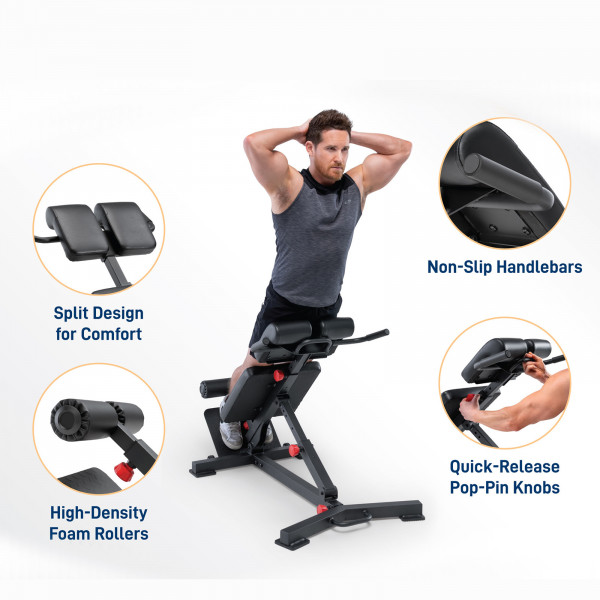 Image of the Marcy SB-1439 Hyper Extension Weight Bench showcasing the additional features