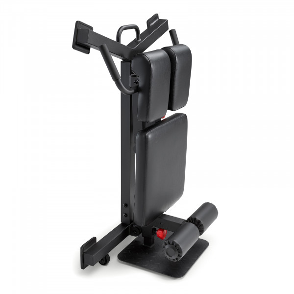 Image of the Marcy SB-1439 Hyper Extension Weight Bench in upright storage mode