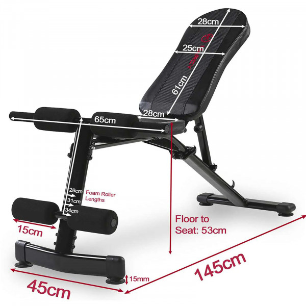 Marcy Eclipse UB3000 Foldable Deluxe Weight Bench - Dimensions