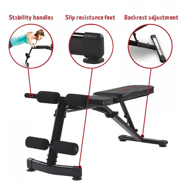 Marcy Eclipse UB3000 Foldable Deluxe Weight Bench - Frame features