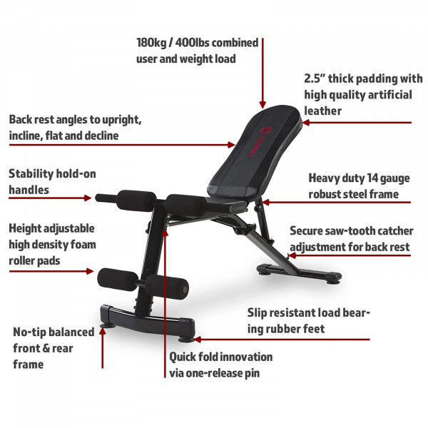 Marcy Eclipse UB3000 Foldable Deluxe Weight Bench - Key Features image