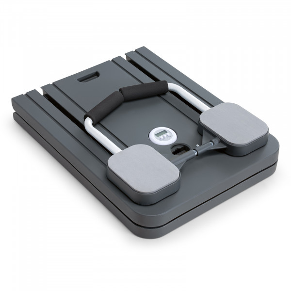 Angled view of the folded Marcy Pilates Core Trainer