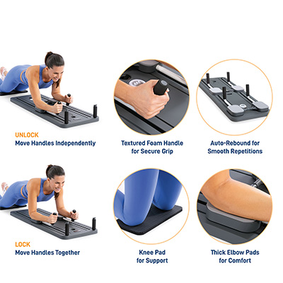 Lock and unlock exercise modes shown on the Marcy Pilates Core Trainer 