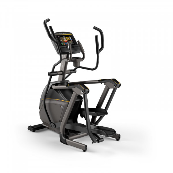Back left view of the Matrix E50 Elliptical Cross Trainer with XER console.