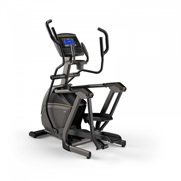 Back left view of the Matrix E50 Elliptical Cross Trainer with XR console.