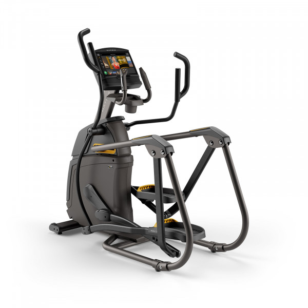 Back left view of the Matrix A50 Ascent Elliptical Cross Trainer with XIR console.