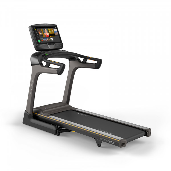 Back left view of the Matrix TF50 Treadmill with XUR console.
