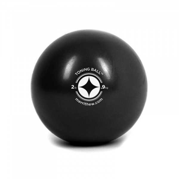 Front view of the 2 lbs black Merrithew Toning Ball