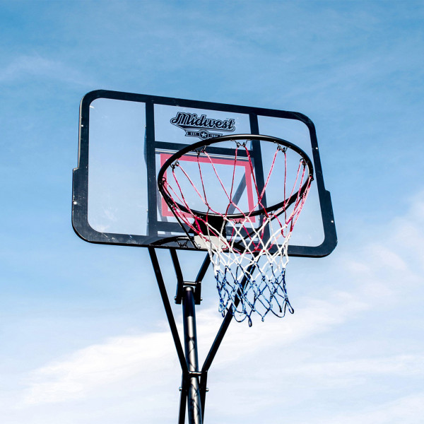 Midwest Pro Basketball Stand (8ft, 9ft,10ft) basketball hoop and backboard close-up