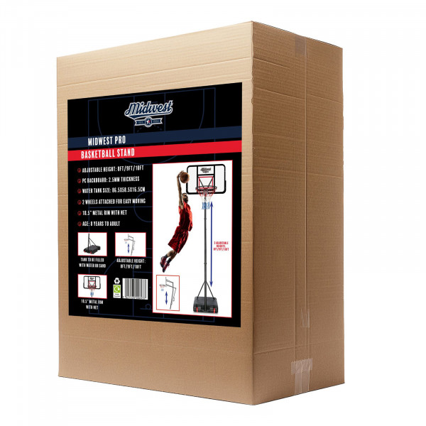 Midwest Pro Basketball Stand (8ft, 9ft,10ft) retail packaging