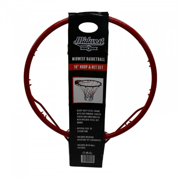 Midwest Basketball 18 inch Hoop and Net Set retail packaging front view
