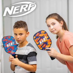 Nerf Table Top Mini Pickleball Set kids playing with paddles