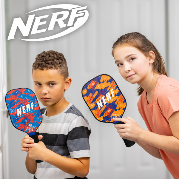 Nerf Table Top Mini Pickleball Set kids playing with paddles