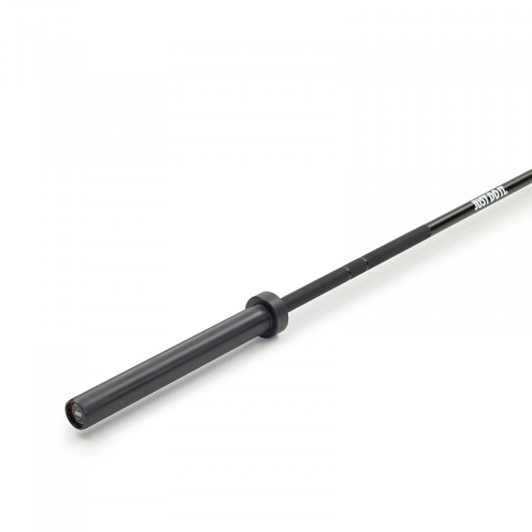 Close-up view of the Nike Strength Premium Barbell 20kg in black.