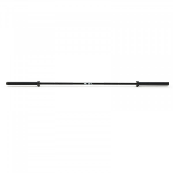 Straight-on view of the Nike Strength Premium Barbell 20kg in black.