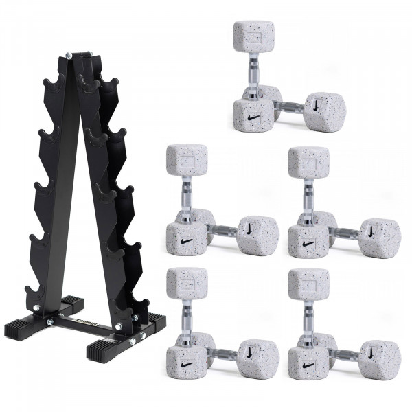Nike Strength Grind Dumbbell Pairs 2-10kg Set + Taurus Storage Rack