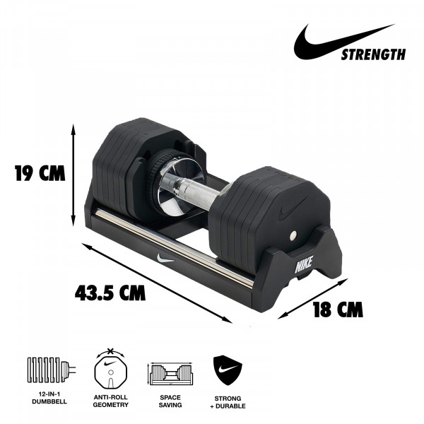 Dimensions of the Nike Strength Adjustable Dumbbell