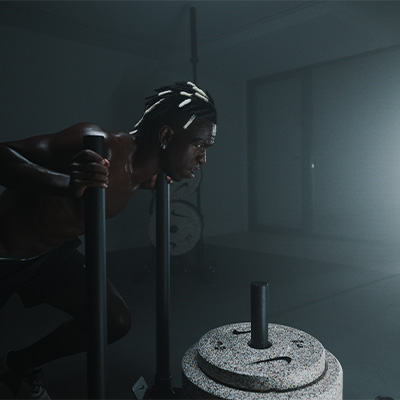 Image of Vinni Jr pushing the Nike Strength Weight Sled