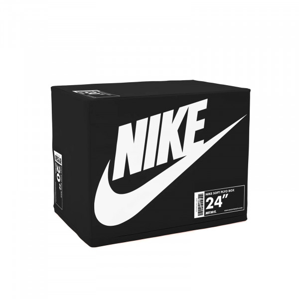 Side angled view of the Nike Strength Soft Plyo Box in black showing 24-inch side