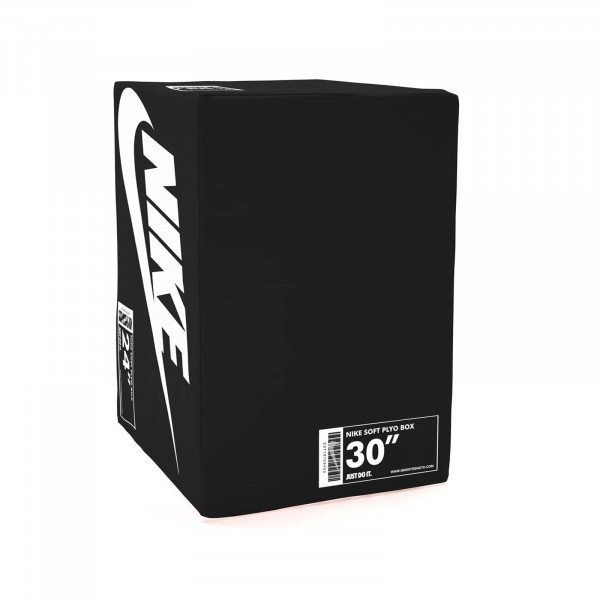 Vertical view of the Nike Strength Soft Plyo Box in black showing 30-inch height