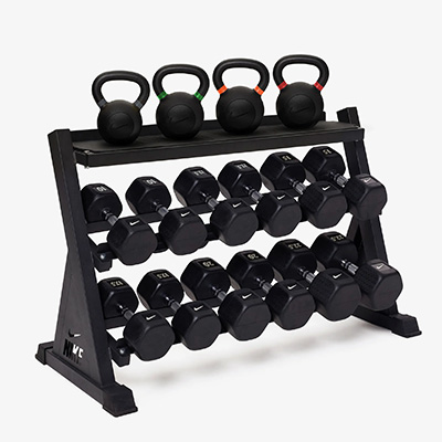 Nike Strength Dumbbell & Kettlebell Set with Rack – Black – Heavy – What's Included
