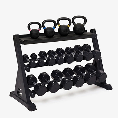 Nike Strength Dumbbell & Kettlebell Set with Rack – Black – Light – What's Included