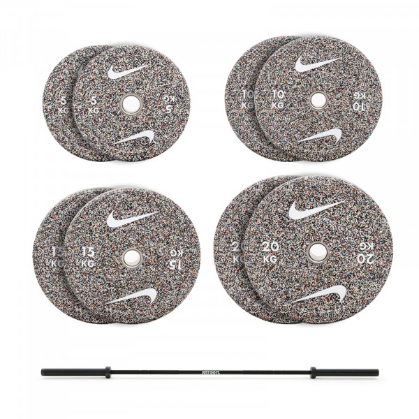 Nike Strength 100kg Grind Bumper Set with 15kg Barbell
