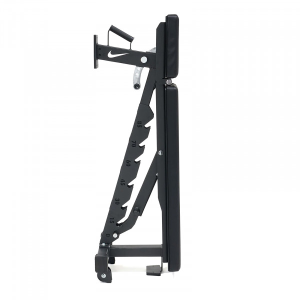 Upright storage view of the Nike Strength Adjustable Weight Bench