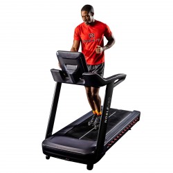 An energetic running session on the NoblePro Elite E10i Treadmill.
