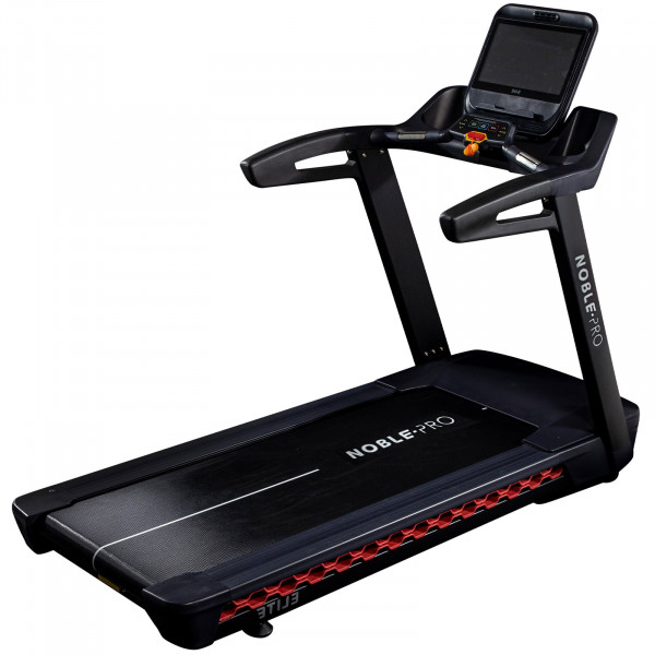 Diagonal right view of the NoblePro Elite E10i Treadmill.