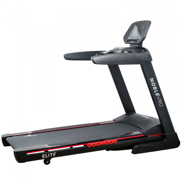 Diagonal right view of the NoblePro Elite E8i Treadmill.