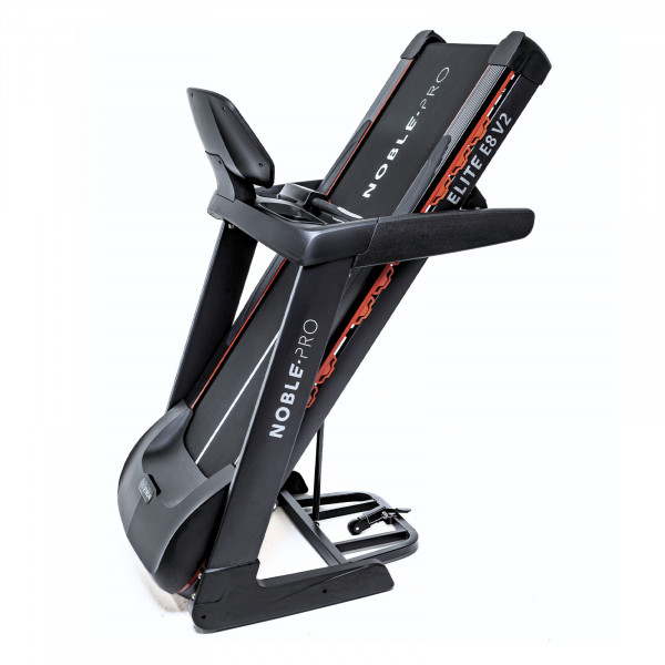 Folded storage position of the NoblePro Elite E8ix Treadmill
