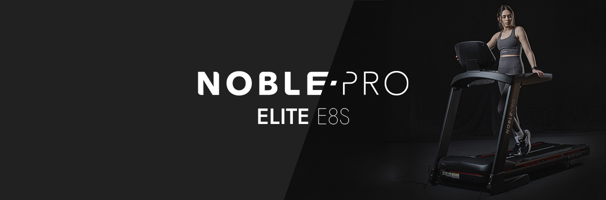 Promotional banner for the NoblePro Elite E8s Treadmill