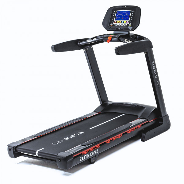 Front-right view of the NoblePro Elite E8s Treadmill.
