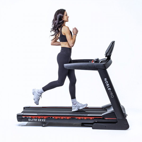Model jogging on the NoblePro Elite E8s Treadmill
