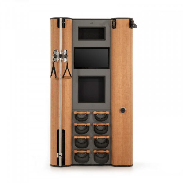 Front view of the NOHRD Wall Compact with cherry wood