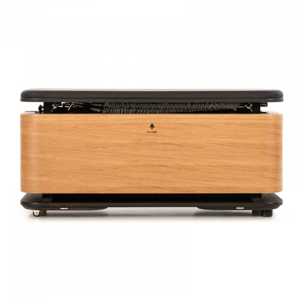 Front view of the NOHRD StepBox in oak wood finish.
